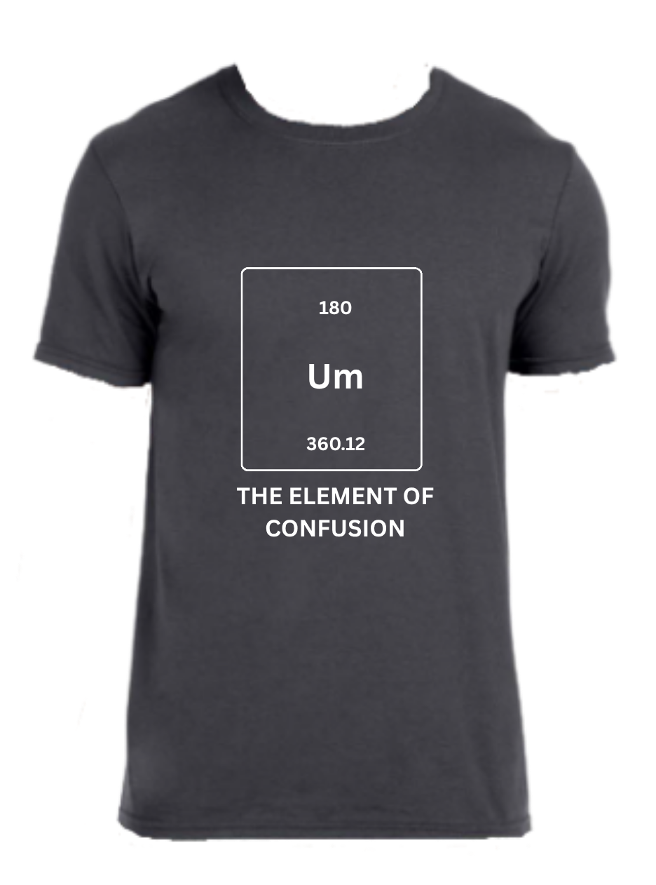 Has the periodic frame of an element of Um (which doesn't exist) stating that it is the element of confusion. - White text Charcoal variant