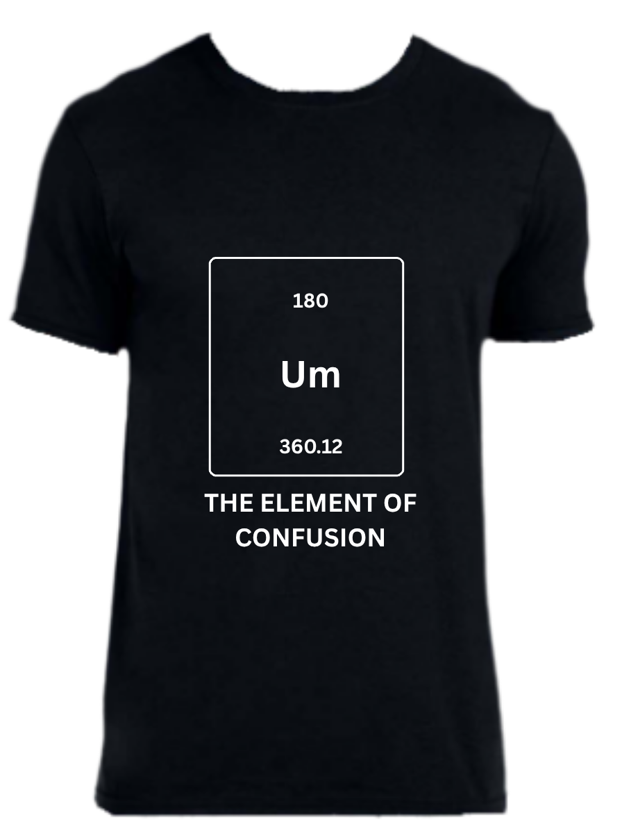 Has the periodic frame of an element of Um (which doesn't exist) stating that it is the element of confusion. - White text dark variant